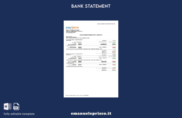 modello word di estratto conto bancario Lituania Paysera in stile verificato